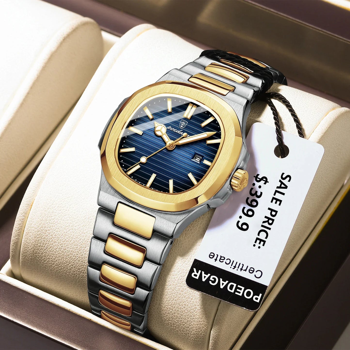 Luxury Square Watch for Woman Waterproof Luminous Date Ladies Watch
